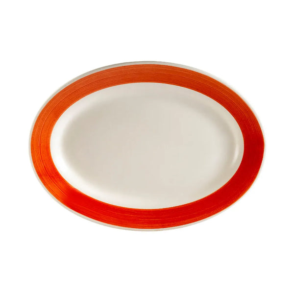 CAC China R-51-R Oval Platter R.E. Red 15 1/2" Case of 12 Pcs