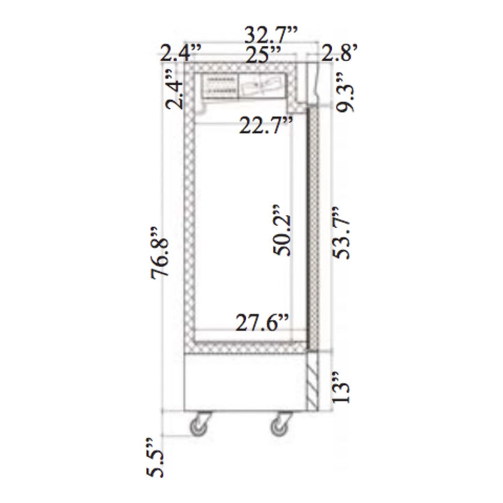 Serv-Ware RF3-HC 81” Stainless Steel Reach-In Refrigerator with 3 Solid Doors,  230v/1ph, 72 cu. ft.-2