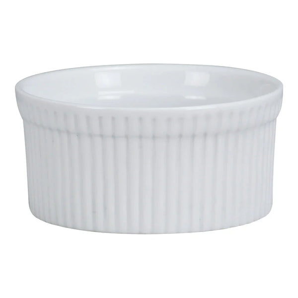 Yanco RK-108 8 Oz White Porcelain Fluted Ramekin Dish, Pack of 36
