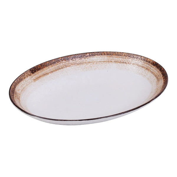 Yanco RO-2912 Rockeye-2 28 Oz Porcelain Two-Tone Oval Plate, 12" X 9" X 1 3/4", Pack of 12
