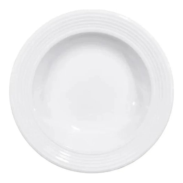 Furtino England Row 23cm/9'' White Porcelain Deep Plate, Pack of 6
