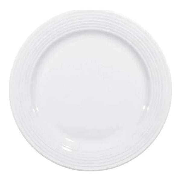 Furtino England Row 25.5cm/10" White Porcelain Flat Plate, Pack of 6