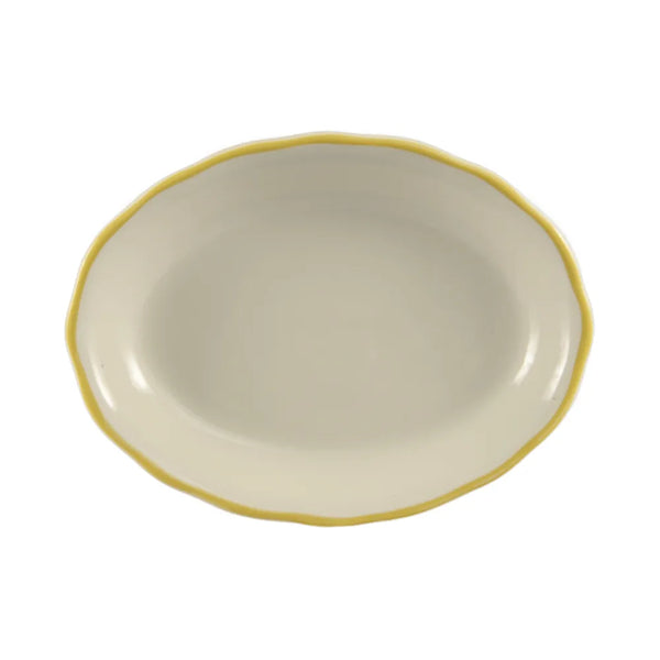 CAC China SC-13G Oval Platter #8 Gold Band 11 5/8" Case of 12 Pcs