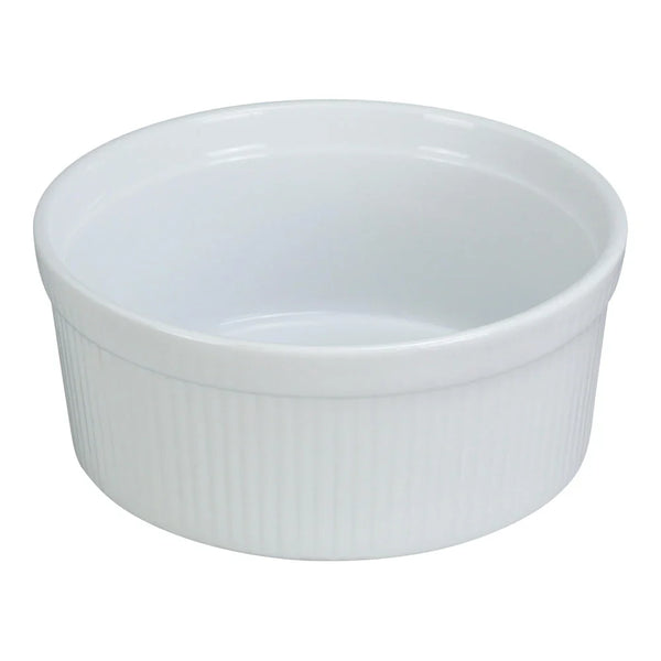 Yanco SF-112 12 Oz White Porcelain Fluted Souffle Bowl, Pack of 24