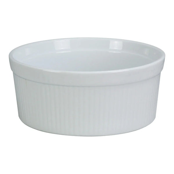 Yanco SF-164 64 Oz White Porcelain Fluted Souffle Bowl, Pack of 12