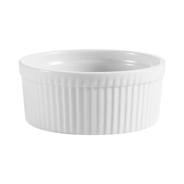CAC China SFB-12 Soufflé Bowl Fluted 12 Oz PW 4 1/2" Case of 12 Pcs