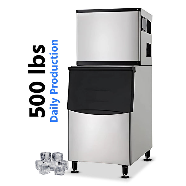 Modular Ice Machine, 500 lbs/Day, 375 lb Bin, 29", Air-Cooled, Stainless Steel, 6-Year Warranty