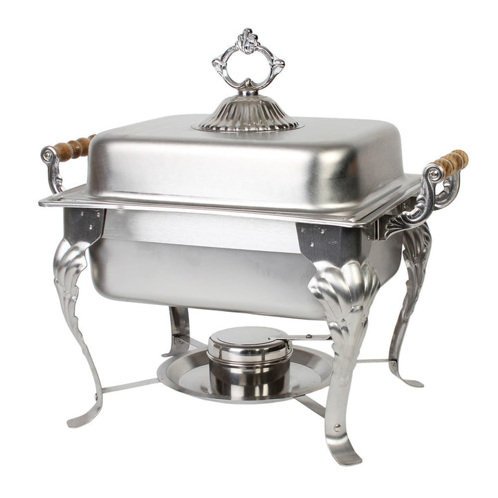Thunder Group SLRCF0825 Stainless Steel 18-8 17-3/4" x 11-3/4" Half Size Square Deluxe Chafer Set