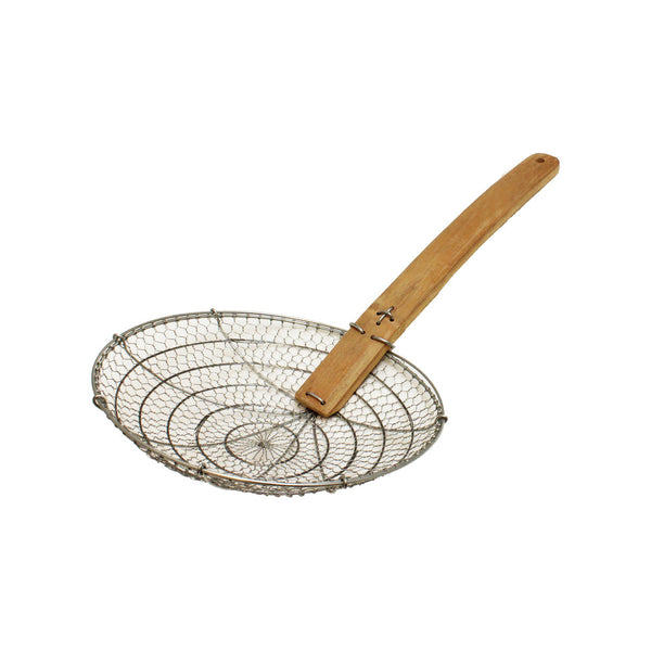 Thunder Group SLSKR010GV 10" Diameter Galvanized Coarse Mesh Skimmer, Galvanized Wire Mesh with Bamboo Handle