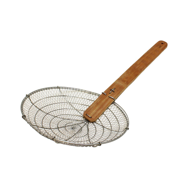 Thunder Group SLSKR012GV 12" Diameter Galvanized Coarse Mesh Skimmer, Galvanized Wire Mesh with Bamboo Handle