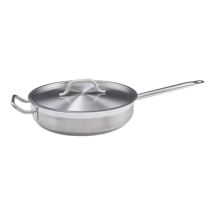 Winco SSET-3 Stainless Steel Saute Pan with Cover, 3 Qt