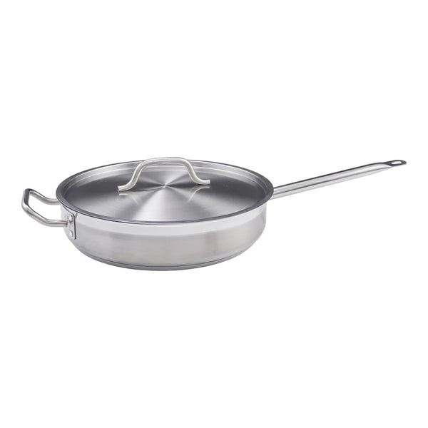 Winco SSET-7 Stainless Steel Saute Pan with Cover, 7 Qt