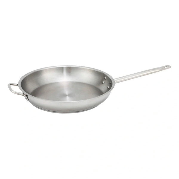 Winco SSFP-12 Stainless Steel Fry Pan with Helper Handle, 12"