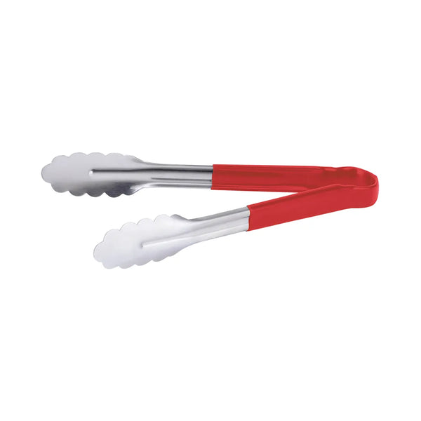 CAC China STCH-10RD Tong SS W/ Red Hdl 10" Case of 12 Pcs
