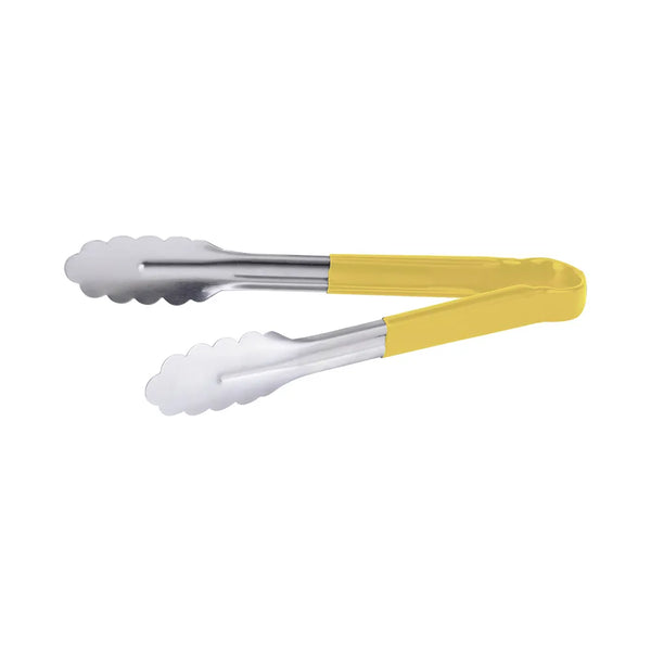 CAC China STCH-10YL Tong SS W/ Yellow Hdl 10" Case of 12 Pcs