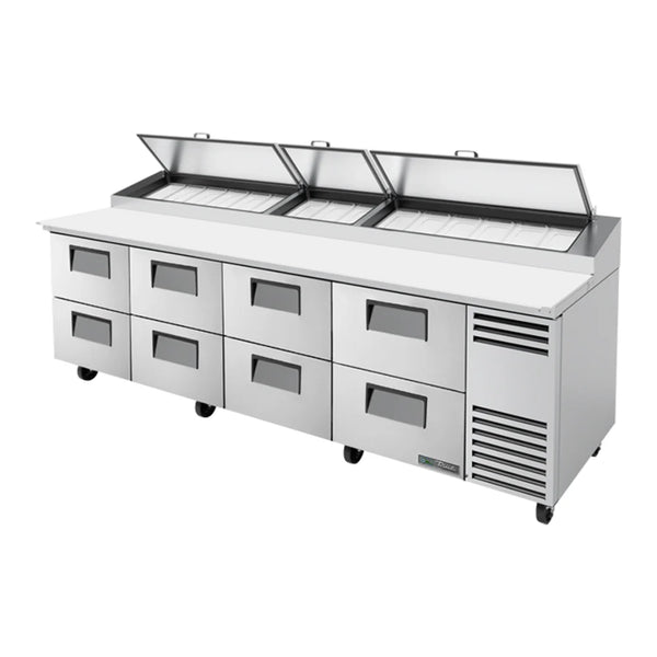 True TPP-AT-119D-8-HC 119 1/4" Refrigerated Pizza Prep Table with Eight Drawers