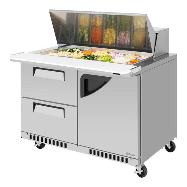 Turbo Air TST-48SD-18-D2R(L)-FB-N 48-1/4" 2 Section Super Deluxe Sandwich/Salad Unit, 11.1 cu. Ft., 115/60/1 - Front Breathing