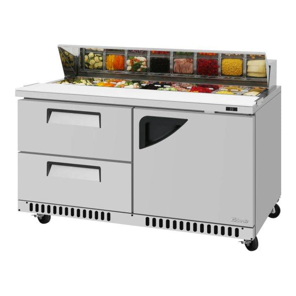 Turbo Air TST-60SD-D2R(L)-FB-N 60-1/4" 2 Section Super Deluxe Sandwich/Salad Unit, 14.8 cu. Ft., 115/60/1 - Front Breathing