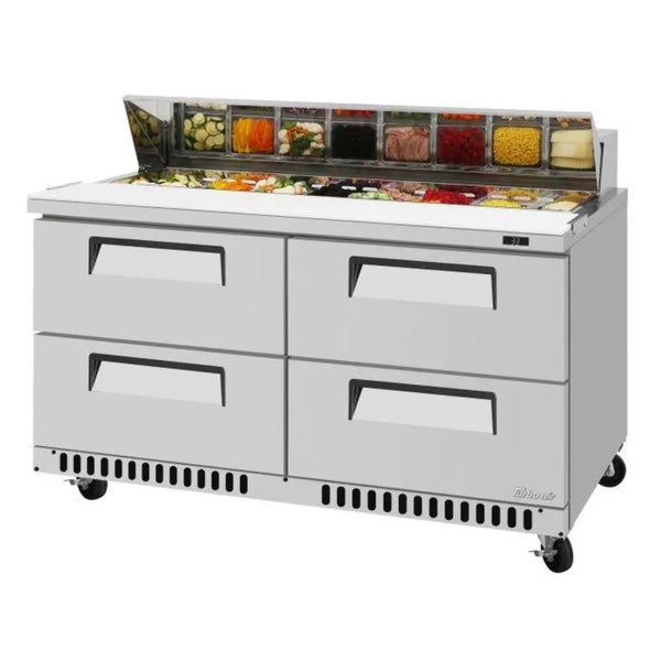 Turbo Air TST-60SD-D4-FB-N 60-1/4" 2 Section Super Deluxe Sandwich/Salad Unit, 14.8 cu. Ft., 115/60/1 - Front Breathing