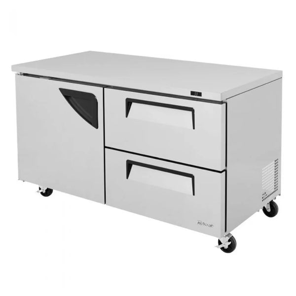 Turbo Air TUR-60SD-D2-N 60-1/4" 2 Section Super Deluxe Undercounter Refrigerator, 17 cu. Ft., 115/60/1