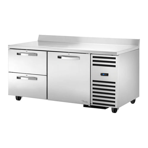 True TWT-67D-2-HC-SPEC3 SPEC SERIES® Stainless Steel Worktop Refrigerator with 2 Sections, 1 Door and 2 Drawers,115v/1ph