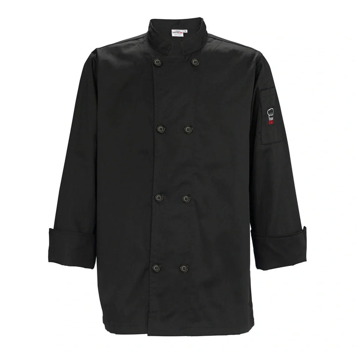 Winco UNF-6K4XL Tapered Chef Men's Jacket, Black, 4XL