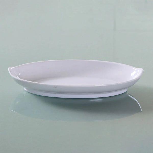 Yanco VE-410 12 Oz White Melamine Oval Venice Appetizer / Dessert Plate, Pack of 24