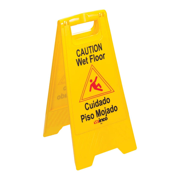 Winco WCS-25 Wet Floor Caution Sign, Fold-out, Yellow