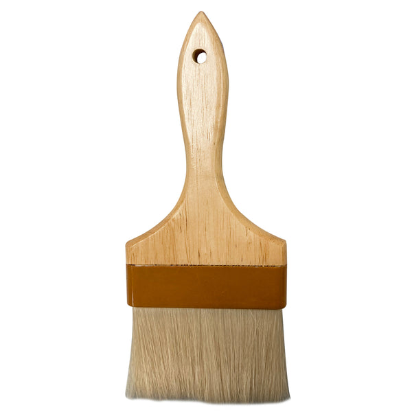 Thunder Group WDPB005 4" Flat Head, 9-2/3" x 4" x 2/3" Sterilized and Bleached Boar Bristle Pastry Brush Bounded by Brown Plastic Ferrule