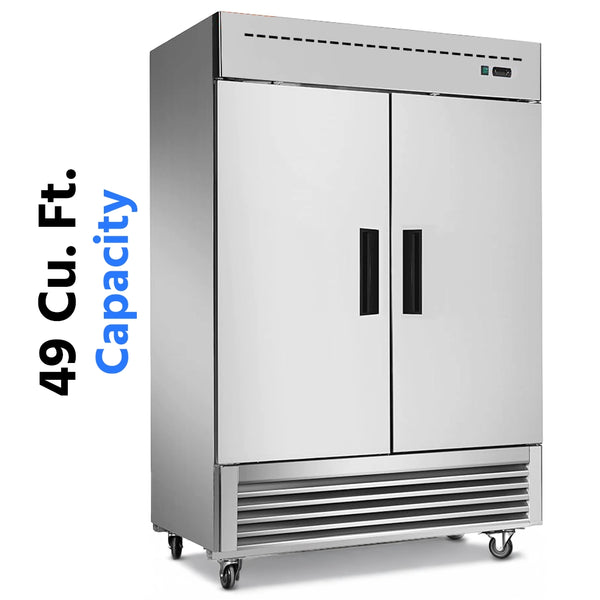 Reach-In Refrigerator, 54", 2 Solid Doors, 49 Cu. Ft., Stainless Steel, 6-Year Warranty