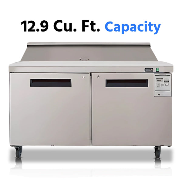 Sandwich Prep Table Refrigerator, 48", 2 Doors, 18 Pans, 48 Cu. Ft., Stainless Steel, 6-Year Warranty
