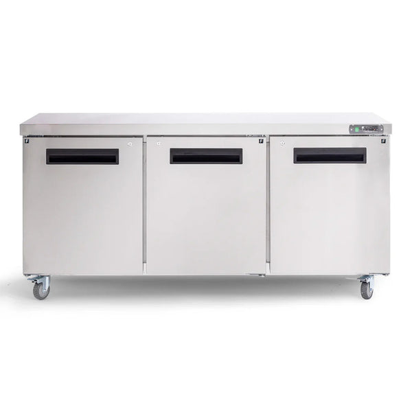 Undercounter Freezer, 72", 3 Doors, 17.7 Cu. Ft., Stainless Steel, 6-Year Warranty