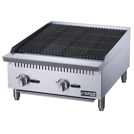 Dukers 24" Restaurant Radiant Broiler - 2 Burners, 70,000 BTU, Stainless Steel, 1-Year Warranty