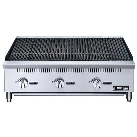 Dukers 36" Restaurant Radiant Broiler - 3 Burners, 105,000 BTU, Stainless Steel, 1-Year Warranty